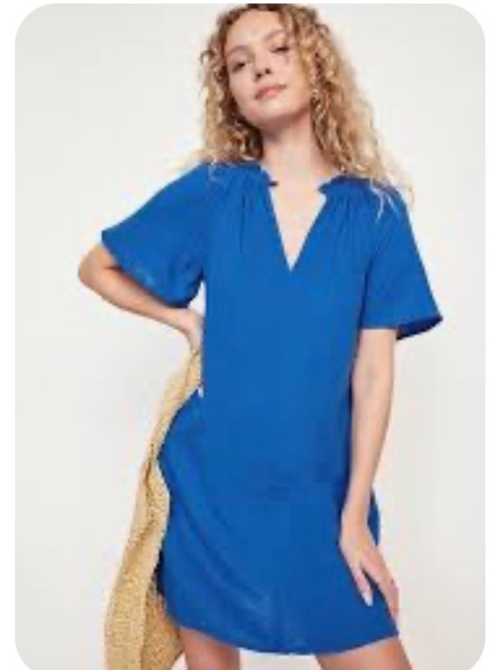 Old Navy Crinkle Gauze Short Sleeve V-Neck Shift Dress